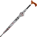 Stützschirm mit Fritzgriff aus Holz mit Automatik stabil windfest - checks light grey 86 cm