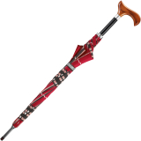 Stützschirm mit Fritzgriff aus Holz mit Automatik stabil windfest - checks red 86 cm