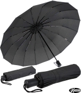 iX-brella 16-teiliger Taschenschirm mit Handöffner - schwarz