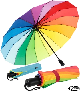 iX-brella 16-teiliger Taschenschirm mit Hand&ouml;ffner - Regenbogen