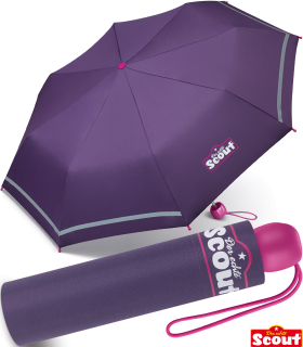 Scout Kinderschirm Mini Taschenschirm Basic mit reflektierenden Streifen - dark lilac