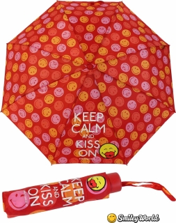 Smiley Mini Taschenschirm lustig bedruckt - Keep Calm And ... rot