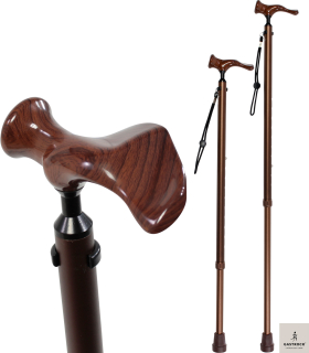 Gastrock Gehstock Comfort-Stock mit anatomischem Griff in Holzoptik - Linkshänder