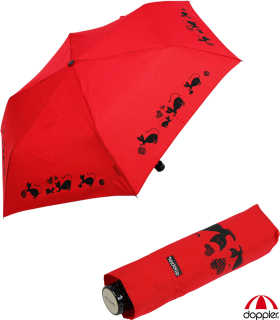 Doppler Mini Taschenschirm Havanna Fancy Cat´s - rot