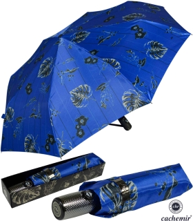 Cachemir Taschenschirm Satin Fall Mini mit Auf-Zu-Automatik - blau