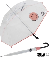 Smiley World Stockschirm transparent mit Automatik - rosa