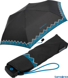 Samsonite Taschenschirm C-Collection Ultra Mini Flat Reflective - Black-Turquoise