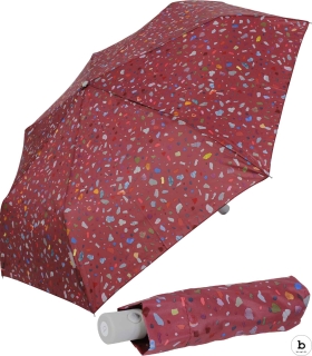 Bisetti Mini Taschenschirm mit Auf-Zu-Automatik Stone - rot