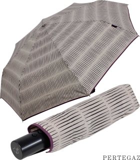 Pertegaz Taschenschirm mit Auf-Zu-Automatik Designs - Streifen Muster taupe